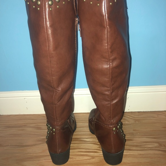 Leather riding boots (tan) - Picture 3 of 4